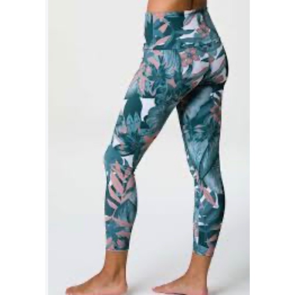 Onzie HIGH Rise Midi 7/8 Yoga Leggings Tropical Camo Size M/L